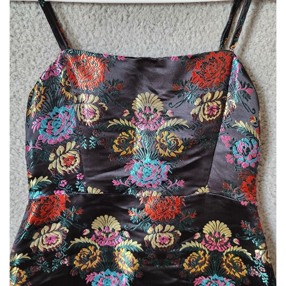 Zara Trafaluc Women's Sleeveless Mini Dress Satin Floral Jacquard Black Size M - Picture 4 of 16